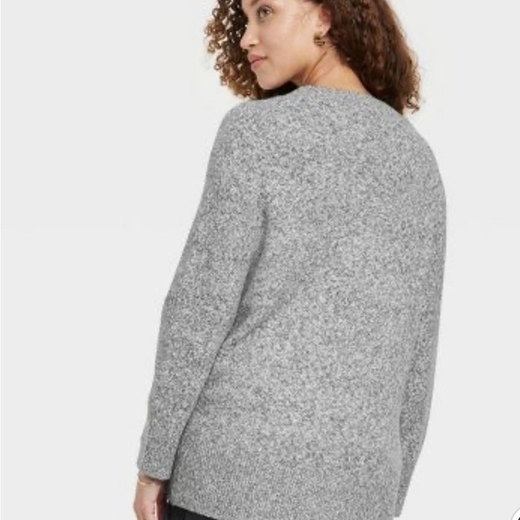 Women's Charcoal Gray, Soft V-Neck Tunic Sweater - A New Day™ with ribbi… - Picture 2 of 12